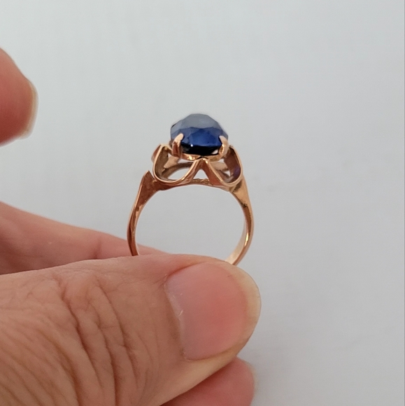 Vintage USSR Sapphire in gold ring, gorgeous! - Picture 4 of 10